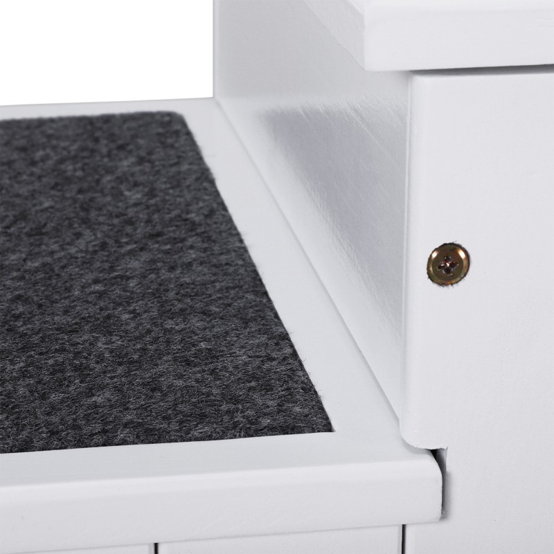 Lemmikkiportaat koirille ja kissoille 3 askelmaa kuusipuu 40,5 x 44,5 x 38 cm valkoinen