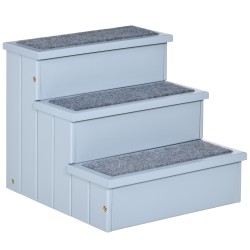 Lemmikkiportaikko 3 askelmaa pienille ja keskikokoisille koirille ja kissoille kuusipuu 38 cm harmaa