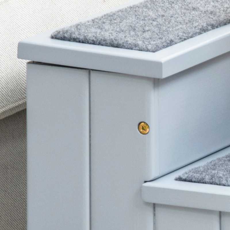 Lemmikkiportaikko 3 askelmaa pienille ja keskikokoisille koirille ja kissoille, kuusipuu, 38 cm, harmaa