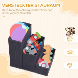 Lemmikkiportaat koirille ja kissoille, 3 askelmaa, taitettava säilytystilalla, MDF, 40 x 54 x 48 cm, musta