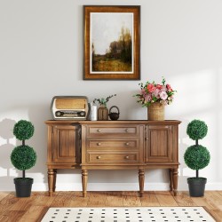 Tekokasvi ruukussa 2 kpl, kaksipalloinen muoto, muovi ja sementti, Ø23 x 67 cm, vihreä/musta