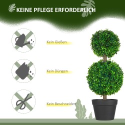 Keinotekoinen puksipuu ulko- ja sisäkäyttöön 60 cm, 2 kpl, vihreä/ruskea/musta