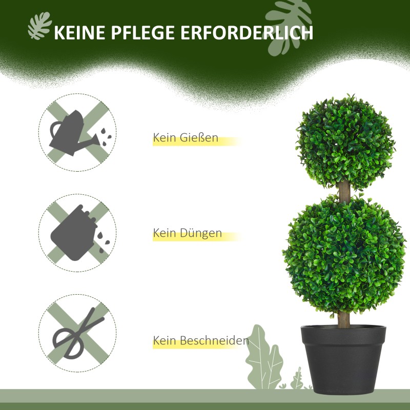 Keinotekoinen puksipuu ulko- ja sisäkäyttöön 60 cm, 2 kpl, vihreä/ruskea/musta