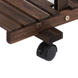 Kukkateline 6 hyllyä ja 4 pyörää massiivipuuta 123,5 x 33 x 80 cm ruskea