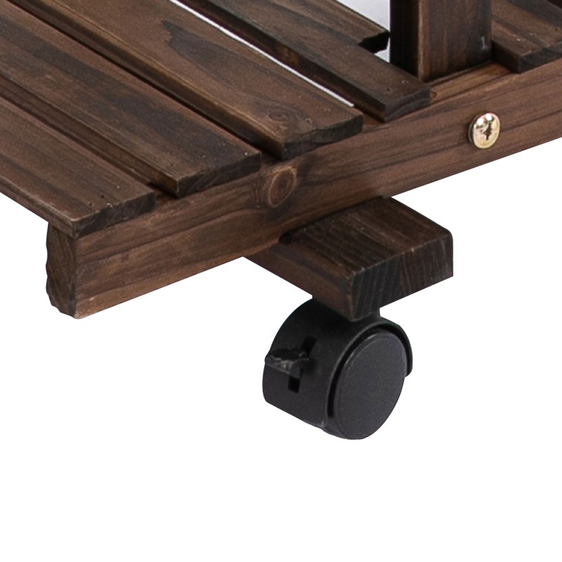 Kukkateline 6 hyllyä ja 4 pyörää massiivipuuta 123,5 x 33 x 80 cm ruskea