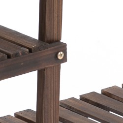 Kukkateline 6 hyllyä ja 4 pyörää massiivipuuta 123,5 x 33 x 80 cm ruskea