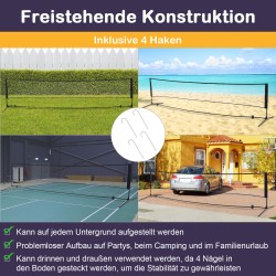 Monikäyttöinen sulkapallo- ja tenniskenttäverkko 400 cm, 2 korkeutta 94/158 cm, taitettava, musta, kantolaukulla