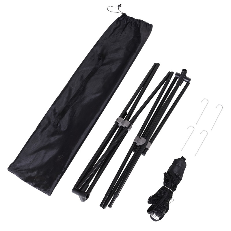 Monikäyttöinen sulkapallo- ja tenniskenttäverkko 400 cm, 2 korkeutta 94/158 cm, taitettava, musta, kantolaukulla