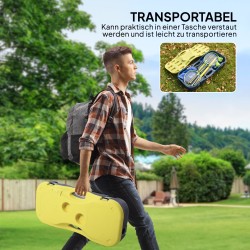 Sulkapallosetti jalustallisella verkolla, 4 mailaa ja 2 sulkapalloa, 286 x 33 x 157 cm, keltainen/sininen