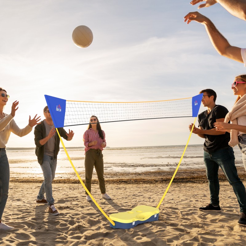 Sulkapallosetti jalustallisella verkolla, 4 mailaa ja 2 sulkapalloa, 286 x 33 x 157 cm, keltainen/sininen