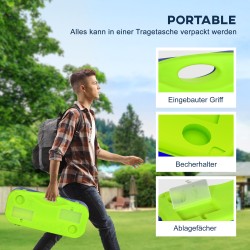 Sulkapallo- ja lentopalloverkkosetti ulkokäyttöön 4 m, 3-osainen, säädettävä korkeus, musta/sininen/vihreä