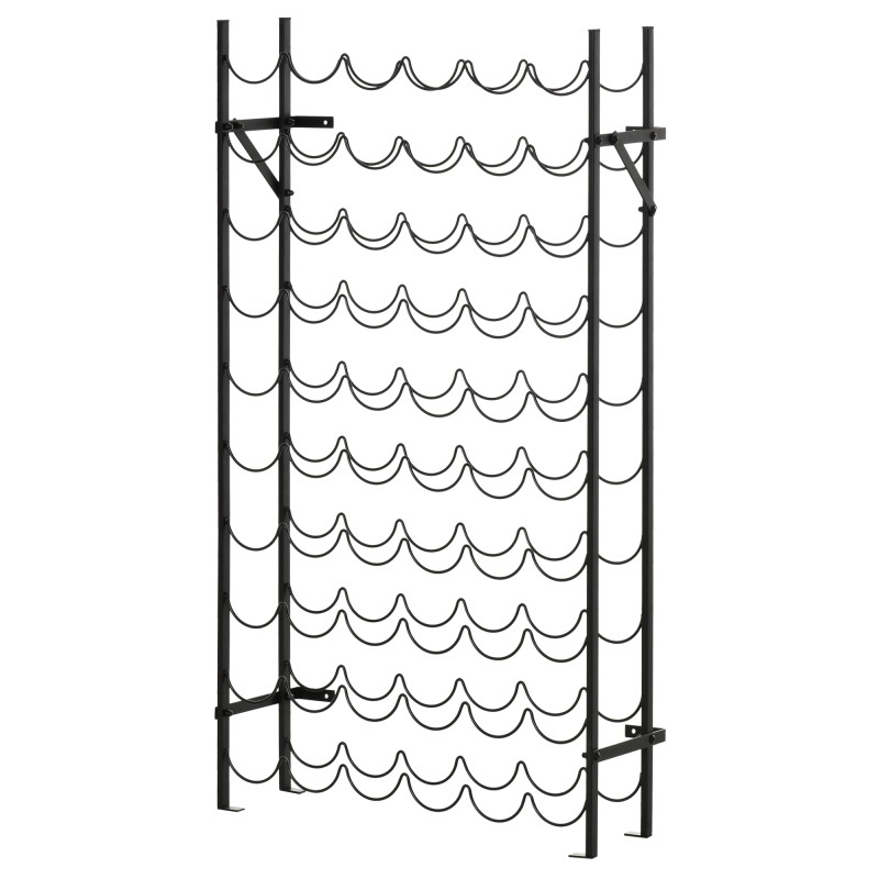 Viiniteline 60 pullolle metalli 63 x 20,5 x 118 cm musta