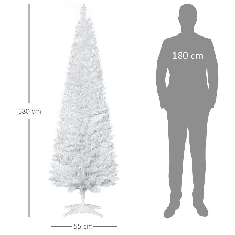 Tekokuusi 180 cm, valkoinen joulukuusi sisäkäyttöön, 390 oksankärkeä, jalustalla