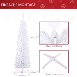 Tekokuusi 180 cm, valkoinen joulukuusi sisäkäyttöön, 390 oksankärkeä, jalustalla