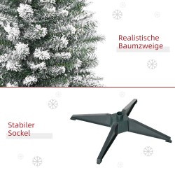 Tekokuusi 210 cm, kapea lumiefekti, PVC-oksat, metallijalka, vihreä/valkoinen