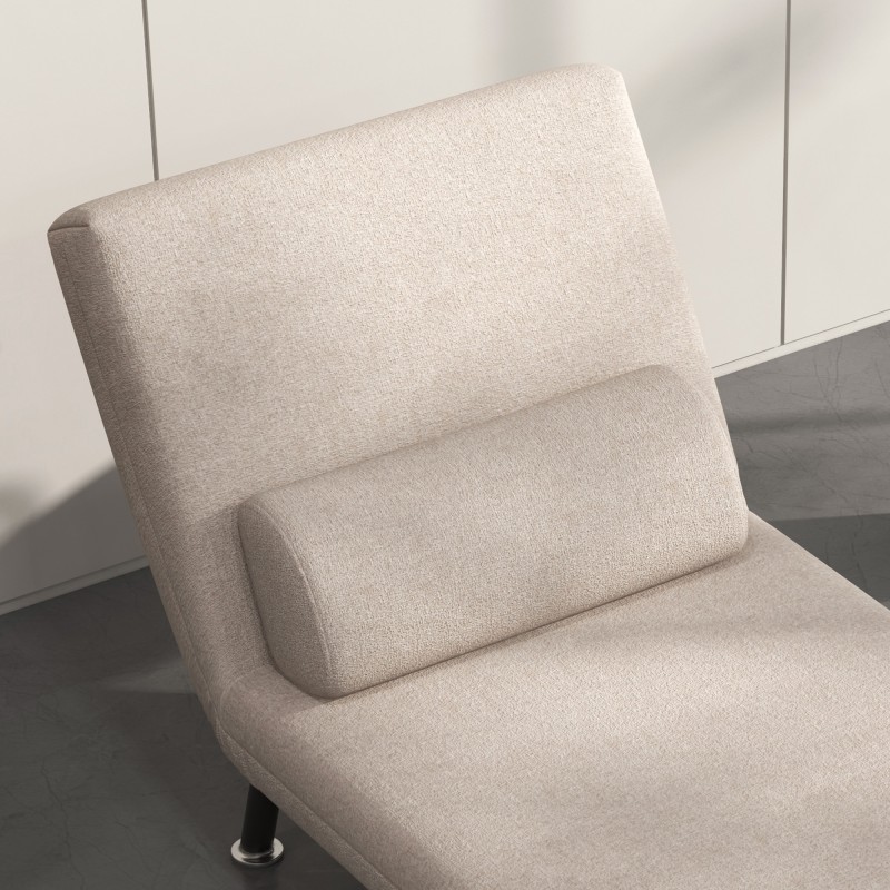 Taitettava lepotuoli ja varavuode metallirungolla, leinenimitaatti, 75 x 70 x 75 cm, beige