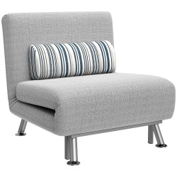 Taitettava lepotuoli vuodeominaisuudella pellavatyylinen kangas 75 x 70 x 75 cm harmaa