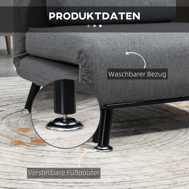 Taitettava lepotuoli ja vierasvuode teräsrungolla 75 x 70 x 75 cm tummanharmaa