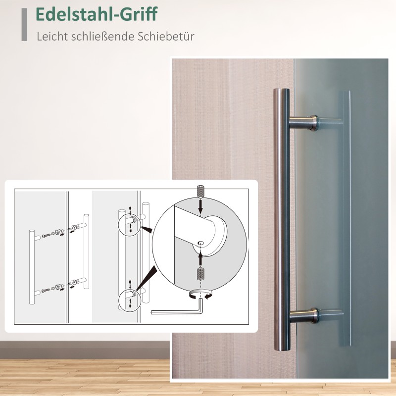 Lasiliukuovi vetotangolla, yksipuoleinen satiinilasi, 90 x 205 cm