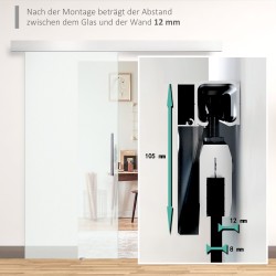 Lasiliukuovi vetotangolla, yksipuolisesti mattapintainen, turvalasi 102,5 x 205 cm