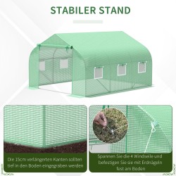 Kasvihuone puutarhatunneli PE-muovikate 350 × 300 × 200 cm vihreä