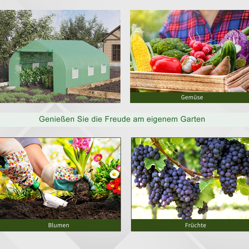 Kasvihuone puutarhatunneli PE-muovikate 350 × 300 × 200 cm vihreä