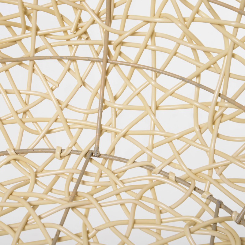 Lemmikin pesä kissalle tai pienelle koiralle, PVC-rottinki, metallirunko, tyyny, Ø56 x 35 cm, beige