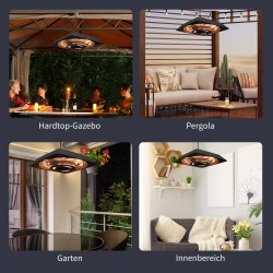 Infrapunalämmitin 2000 W terassi- ja parvekekäyttöön IP45, 3 tehotasoa, kaukosäädin, LED, musta