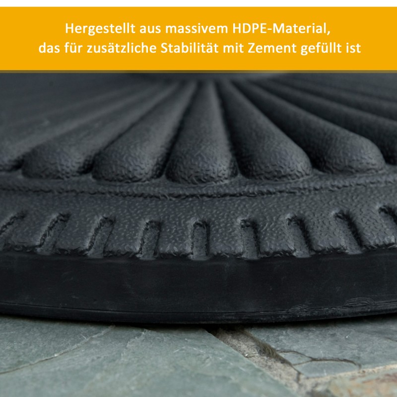 Aurinkovarjon jalusta 14 kg parveke ja terassi HDPE/sementti Ø49 cm musta sopii 35–48 mm varjoputkille