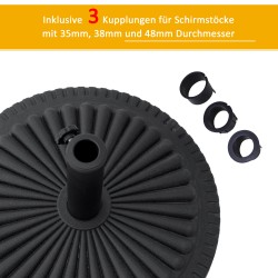 Aurinkovarjon jalusta 14 kg parveke ja terassi HDPE/sementti Ø49 cm musta sopii 35–48 mm varjoputkille