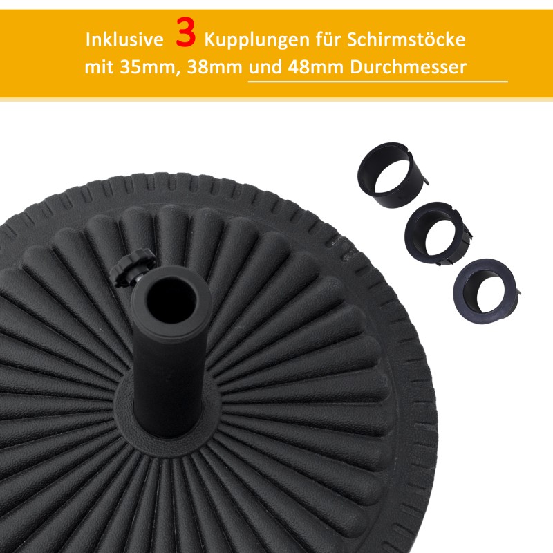 Aurinkovarjon jalusta 14 kg parveke ja terassi HDPE/sementti Ø49 cm musta sopii 35–48 mm varjoputkille