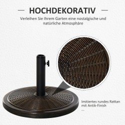 Aurinkovarjon jalka sementti 14 kg pyöreä rattan-tyyli ø48 cm pronssi ø35/38/48 mm varjoputkelle