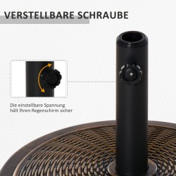 Aurinkovarjon jalka sementti 14 kg pyöreä rattan-tyyli ø48 cm pronssi ø35/38/48 mm varjoputkelle