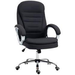 Ergonominen työtuoli toimistoon keinutoiminto säädettävä korkeus pellavatyylinen kangas musta