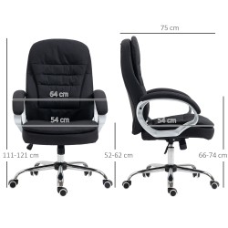 Ergonominen työtuoli toimistoon, keinutoiminto, säädettävä korkeus, pellavatyylinen kangas, musta