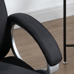 Ergonominen työtuoli toimistoon, keinutoiminto, säädettävä korkeus, pellavatyylinen kangas, musta