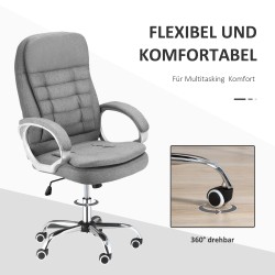 Ergonominen työtuoli toimistoon, keinutoiminto, korkeussäädettävä, harmaa pellavamainen kangas