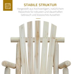 Puinen keinutuoli sisä- ja ulkokäyttöön, kuusi, korkea selkänoja, max 113 kg, luonnonvärinen