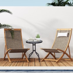 Pyöreä ulkopöytä parvekkeelle metallirungolla ja turvalasikannella Ø60 x 70 cm musta