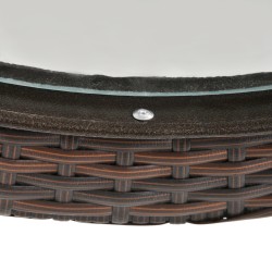 Taitettava pyöreä teräspöytä karkaistulla lasikannella ja polyrottingilla Ø 68 x 73 cm ruskea