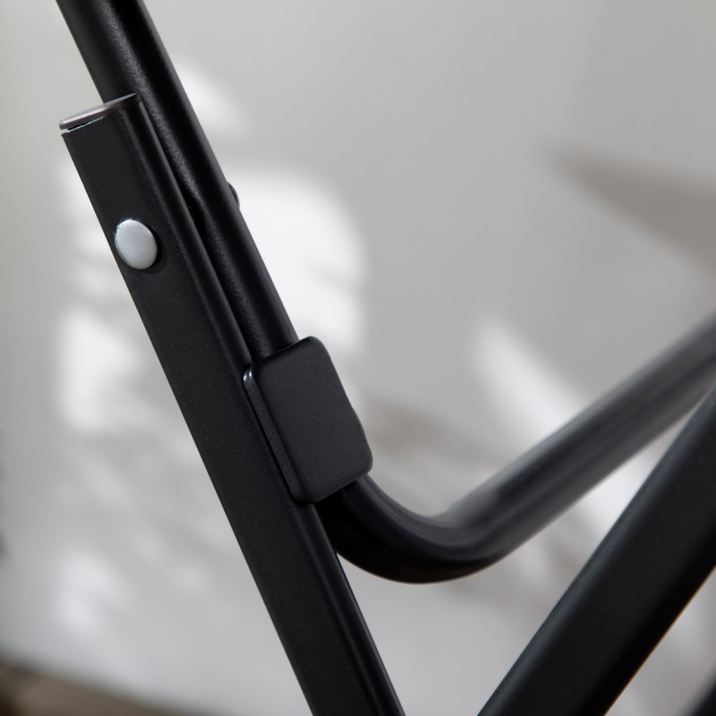 Pyöreä kokoontaitettava puutarhapöytä 2 hengelle, teräs ja HDPE, Ø60 x 73 cm, tummanharmaa