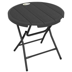 Pyöreä taitettava ulkoruokapöytä 4 hengelle teräs ja HDPE 80 x 73 cm tummanharmaa