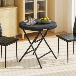 Pyöreä taitettava ulkoruokapöytä 4 hengelle, teräs ja HDPE, Ø80 x 73 cm, tummanharmaa