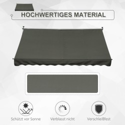 Parvekemarkiisi kampikäterullaustalla, korkeussäädettävä 150 cm harmaa