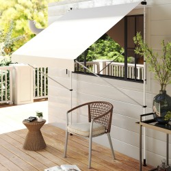 Parveke- ja terassikatos käsikammella 300x150 cm säädettävä teleskooppijaloilla beige