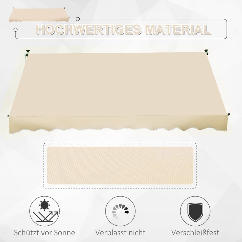 Parveke- ja terassikatos käsikammella 300x150 cm säädettävä teleskooppijaloilla beige