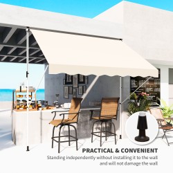 Parveke- ja terassikatos käsikammella 300x150 cm säädettävä teleskooppijaloilla beige