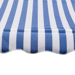 Parveke- ja terassikatos käsikammella 300x150 cm, korkeussäädettävä, sinivalkoinen