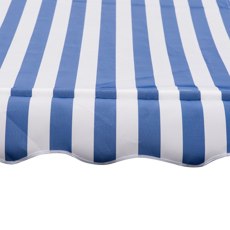 Parveke- ja terassikatos käsikammella 300x150 cm, korkeussäädettävä, sinivalkoinen