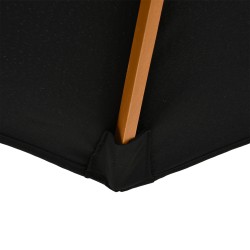 Aurinkovarjo ulkokäyttöön Ø300 cm, puurunko ja bambuvanteet, UV-suoja, musta